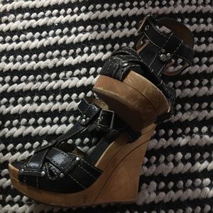 Frye Black heels super cute lots of beauty left